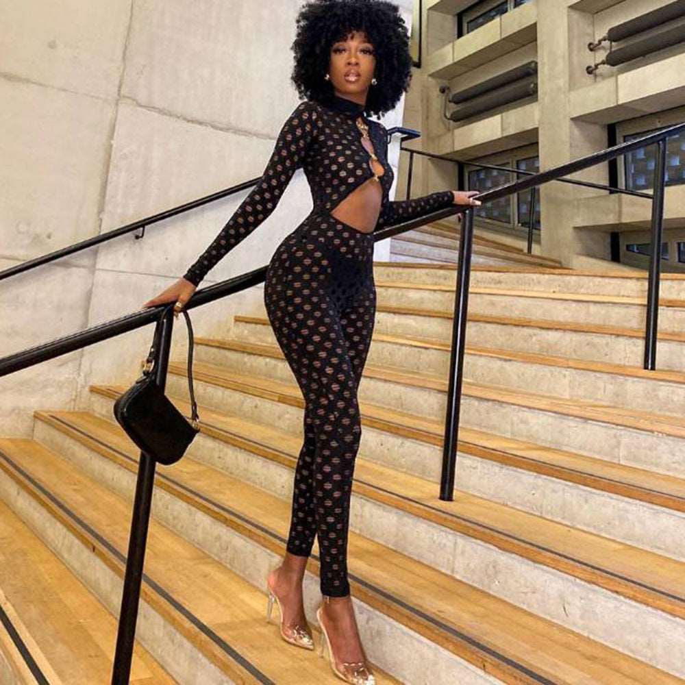 Spend It On Me Mesh Cutout Jumpsuit - Slayed by Meme