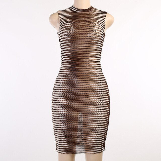 Stripe Printed O-neck Party Mini Dresse - Slayed by Meme