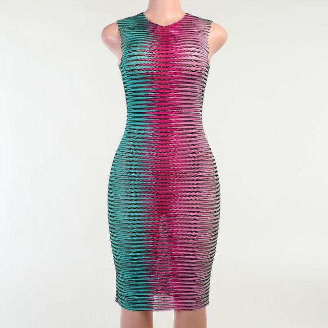 Stripe Printed O-neck Party Mini Dresse - Slayed by Meme