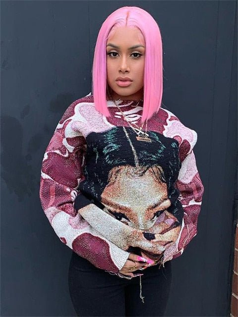Icon Blue Pink Print Sweatshirt - Slayed by Meme