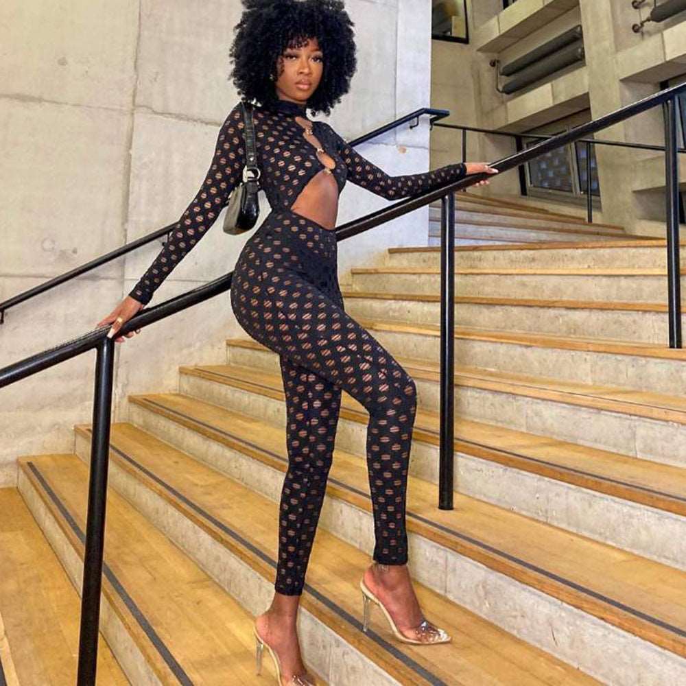 Spend It On Me Mesh Cutout Jumpsuit - Slayed by Meme