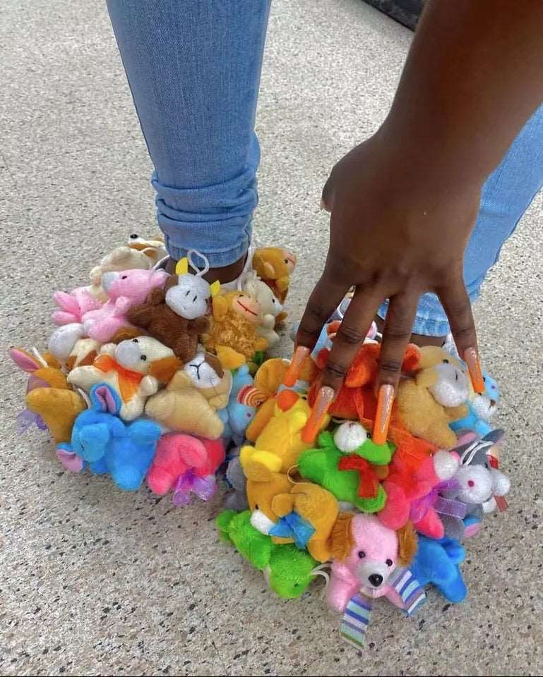 Teddy bear plushie slippers - Slayed by Meme