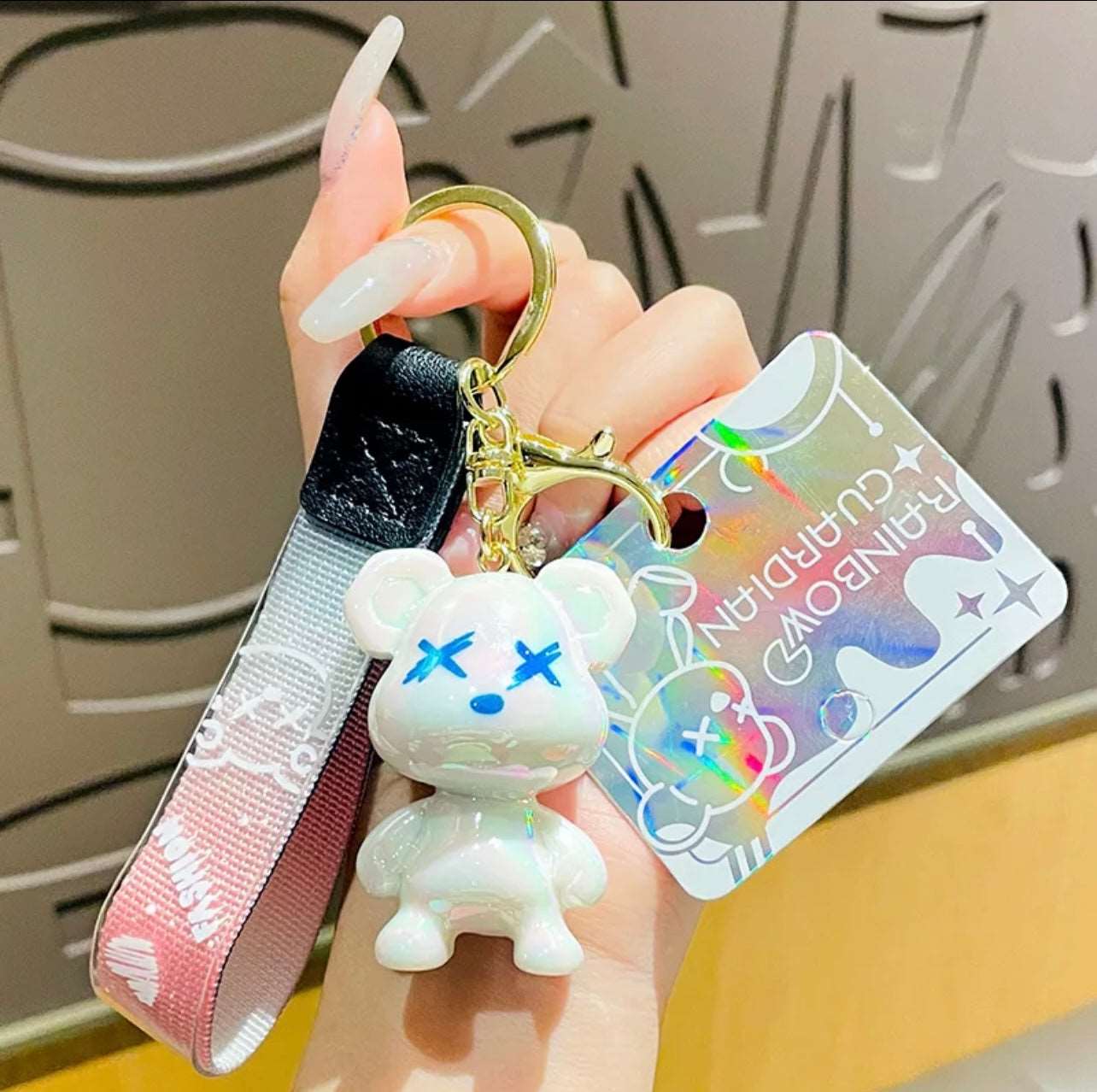 Teddy bear keychain - Slayed by Meme