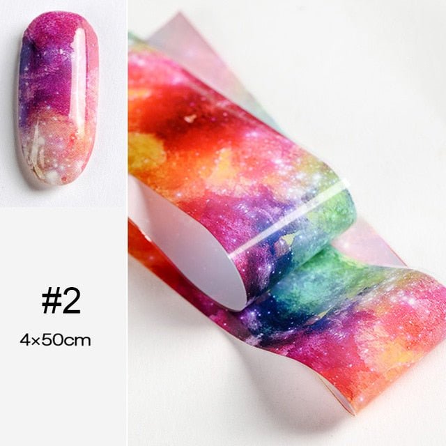 100/50x4cm Nail Foils Marble Series Pink Blue Foils Paper Nail Art Transfer Sticker Slide Nail Art Decal Nails Accessories 1 Box - Slayed by Meme