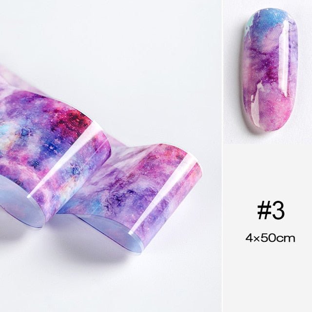 100/50x4cm Nail Foils Marble Series Pink Blue Foils Paper Nail Art Transfer Sticker Slide Nail Art Decal Nails Accessories 1 Box - Slayed by Meme