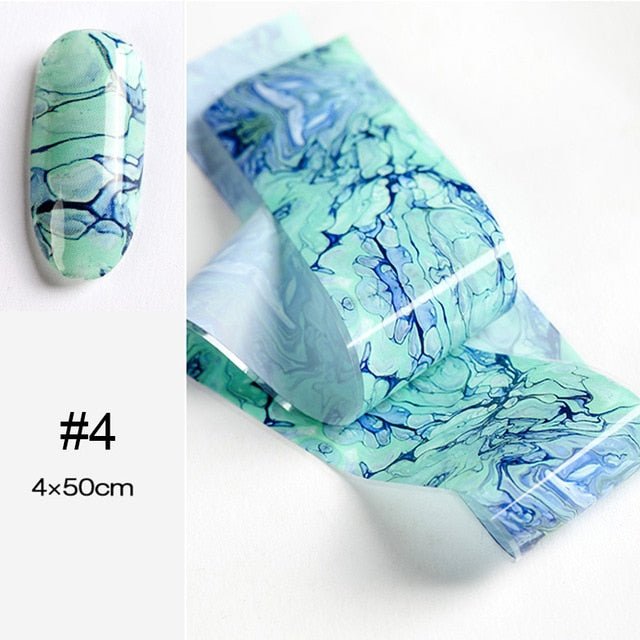 100/50x4cm Nail Foils Marble Series Pink Blue Foils Paper Nail Art Transfer Sticker Slide Nail Art Decal Nails Accessories 1 Box - Slayed by Meme