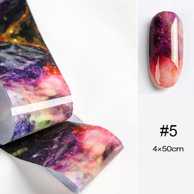 100/50x4cm Nail Foils Marble Series Pink Blue Foils Paper Nail Art Transfer Sticker Slide Nail Art Decal Nails Accessories 1 Box - Slayed by Meme