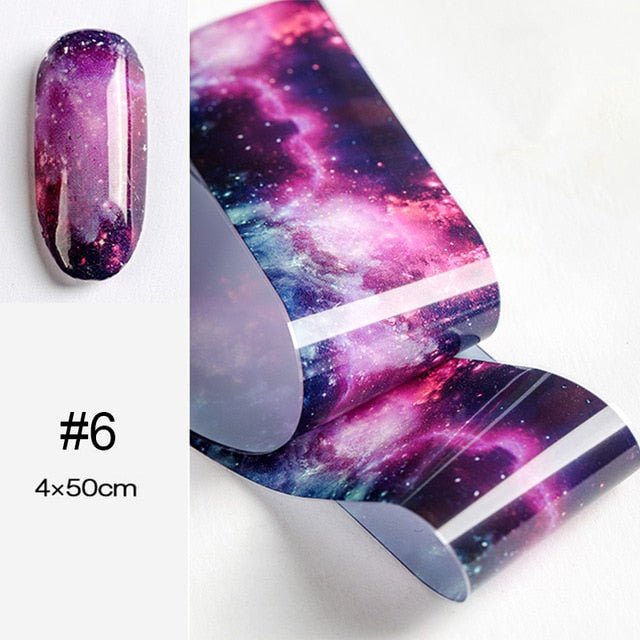 100/50x4cm Nail Foils Marble Series Pink Blue Foils Paper Nail Art Transfer Sticker Slide Nail Art Decal Nails Accessories 1 Box - Slayed by Meme