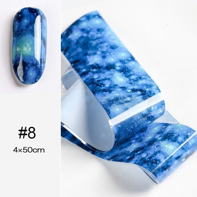 100/50x4cm Nail Foils Marble Series Pink Blue Foils Paper Nail Art Transfer Sticker Slide Nail Art Decal Nails Accessories 1 Box - Slayed by Meme