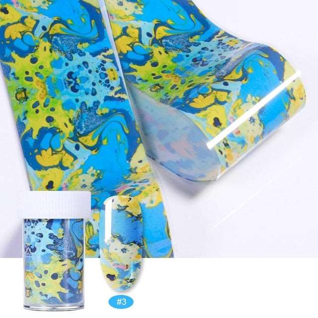 100/50x4cm Nail Foils Marble Series Pink Blue Foils Paper Nail Art Transfer Sticker Slide Nail Art Decal Nails Accessories 1 Box - Slayed by Meme