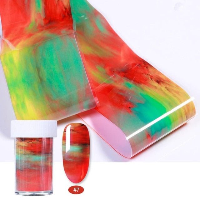 100/50x4cm Nail Foils Marble Series Pink Blue Foils Paper Nail Art Transfer Sticker Slide Nail Art Decal Nails Accessories 1 Box - Slayed by Meme