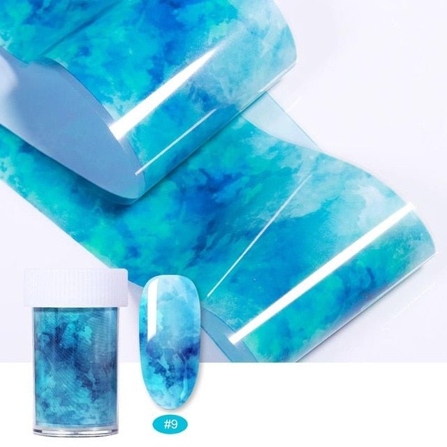 100/50x4cm Nail Foils Marble Series Pink Blue Foils Paper Nail Art Transfer Sticker Slide Nail Art Decal Nails Accessories 1 Box - Slayed by Meme